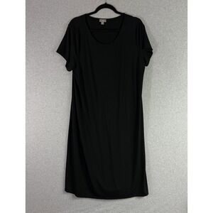 J Jill Wearever Collection Dress Womens XL Black Midi Scoop Neck Stretchy